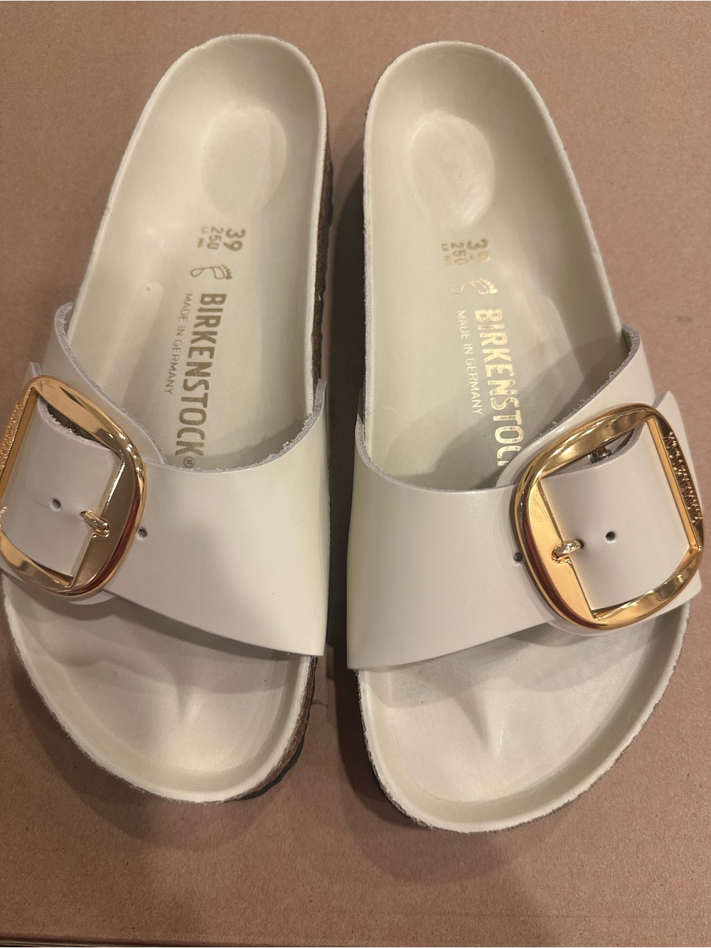 Birkenstock Madrid Cream Gloss Slides - Picture 7 of 10